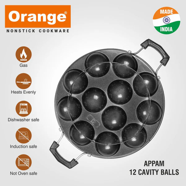 Orange Appam Pan With SS Lid