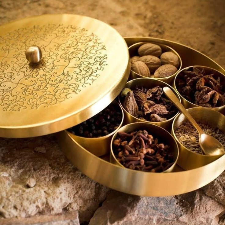 Masala Storage Brass Box