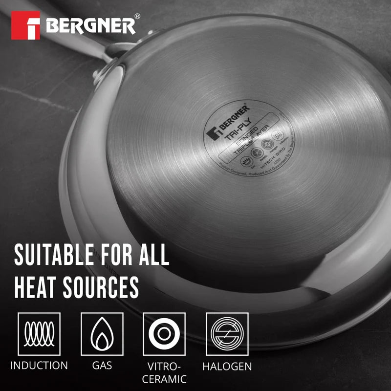 Bergner Hi Tech Giro TRI PLY Stainless Steel Frypan With Lid