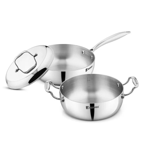 Bergner Argent Saira Saiba Tri-Ply Stainless Steel 3 Pcs Cookware Set