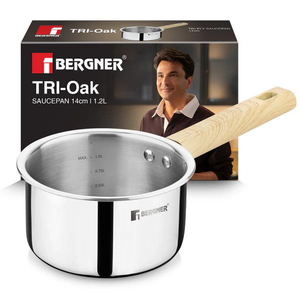 Bergner Tri-Oak Triply Stainless Steel Saucepan
