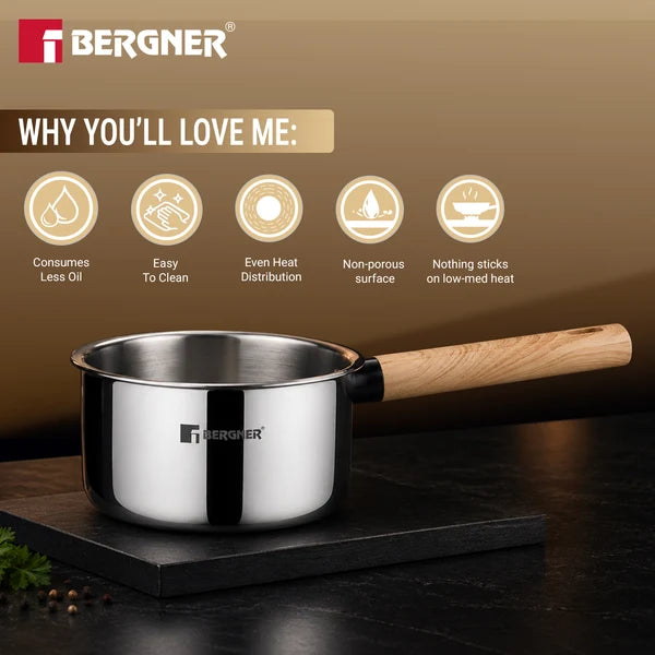 Bergner Tri-Oak Triply Stainless Steel Saucepan