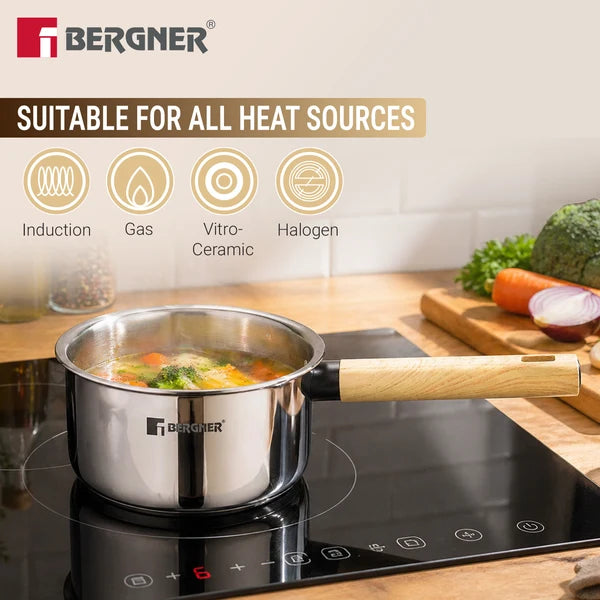 Bergner Tri-Oak Triply Stainless Steel Saucepan