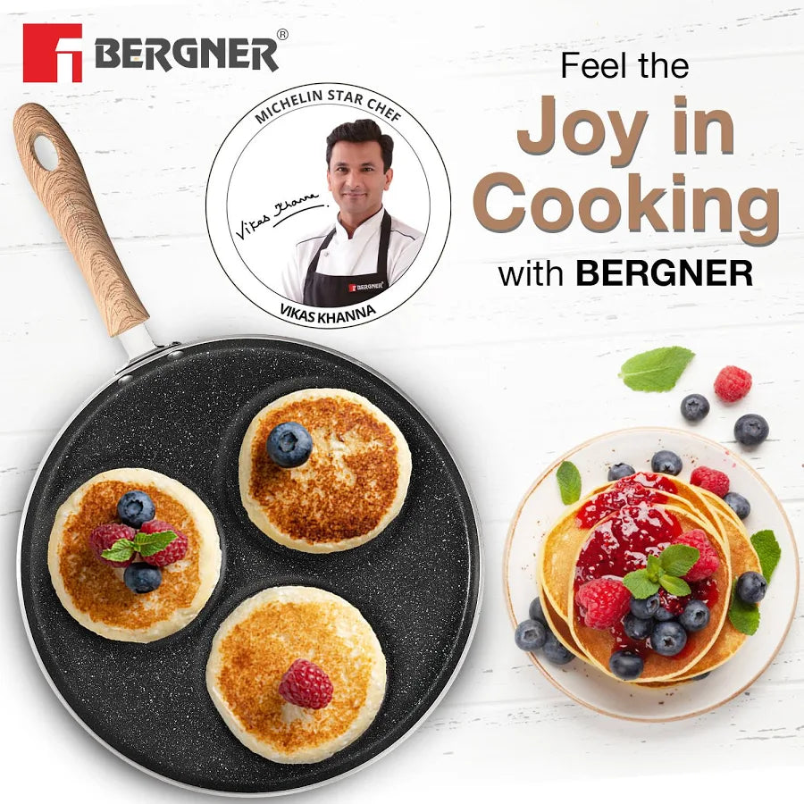 Bergner Bellini Plus Aura 5-Layer Non-Stick 3 PIT Uttapam Tawa