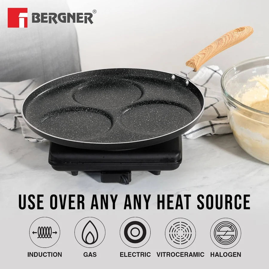 Bergner Bellini Plus Aura 5-Layer Non-Stick 3 PIT Uttapam Tawa