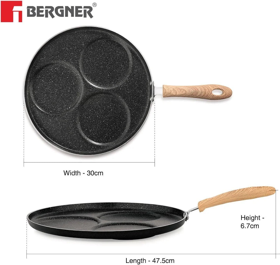Bergner Bellini Plus Aura 5-Layer Non-Stick 3 PIT Uttapam Tawa